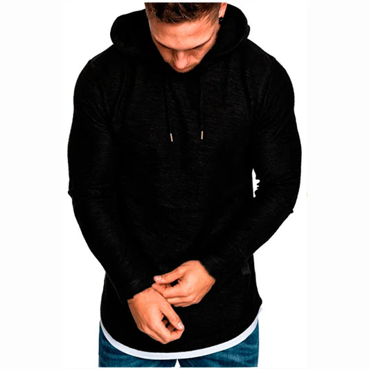 MRMT 2024 Men's Solid Color Hooded Pullover Sweatshirt Front View - black