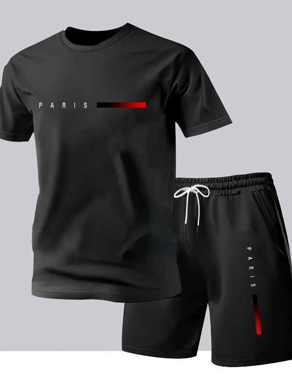 T-shirt and shorts two-piece set breathable summer athletic outfit relaxed fit short sleeve activewear 5489