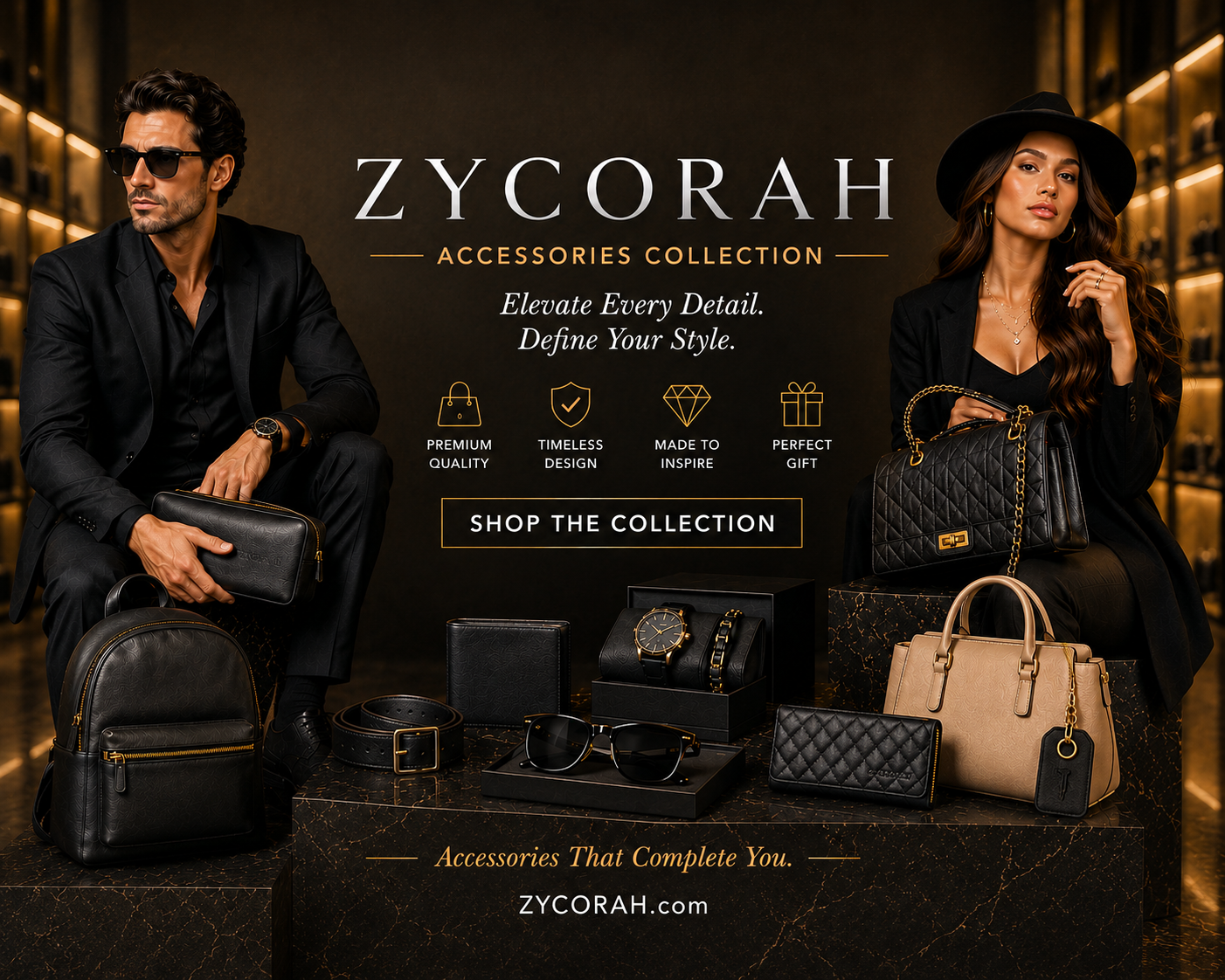 Fashion accessories including bags sunglasses jewelry and watches