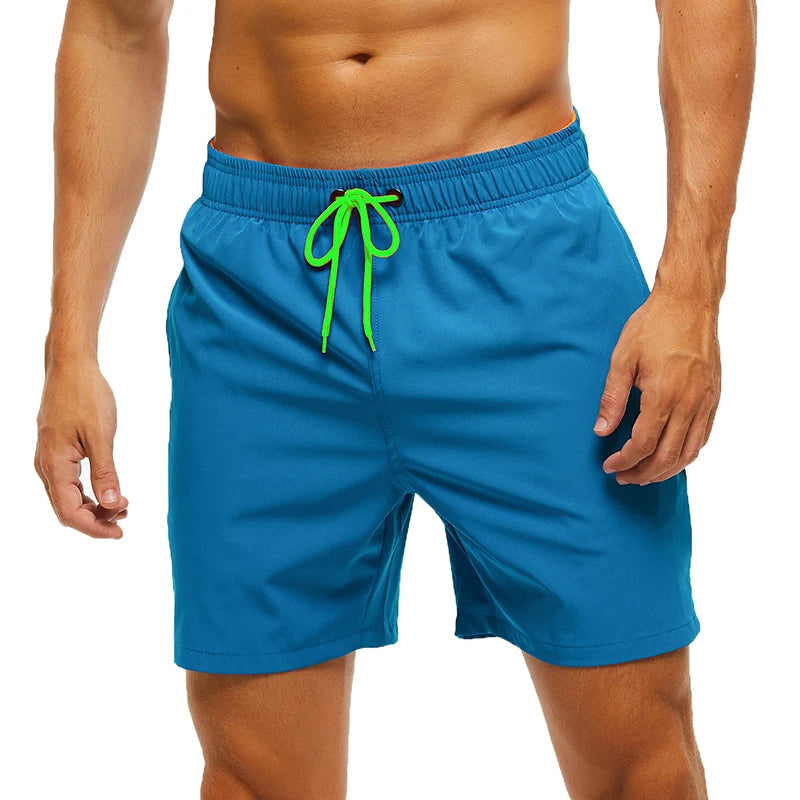 Escatch men’s quick dry swim trunks with zipper pockets and mesh lining in stylish beachwear design l blue