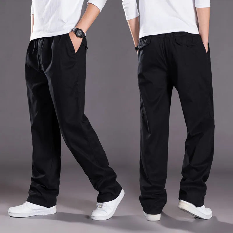 Men’s large size cotton cargo pants with elastic waist and jogger fit 02