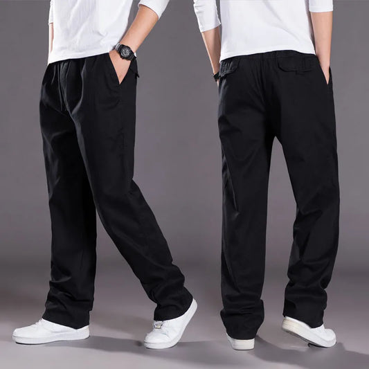 Men’s large size cotton cargo pants with elastic waist and jogger fit 02