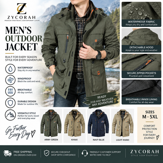 Men's Outdoor Utility Jacket | Waterproof Windbreaker