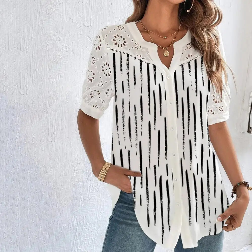 Women’s Lace Blouse | Elegant Loose Fit Casual Fashion Shirt