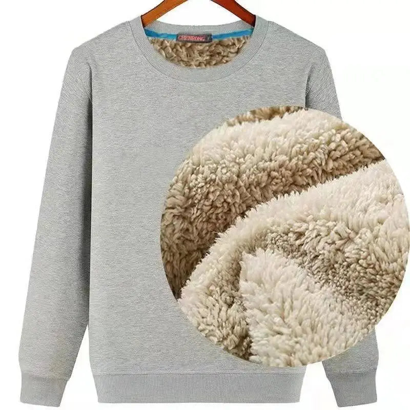 Men Winter Thicken Sweatshirt  -  light grey
