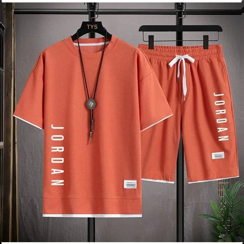 Men's T-shirt + shorts two-piece  - orange  03