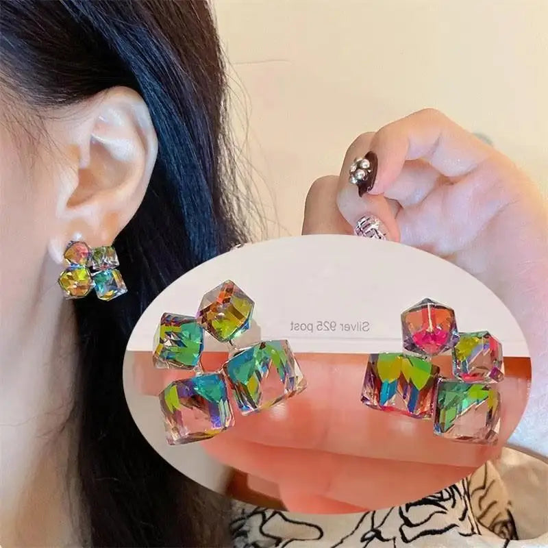 Korean Fashion Seven Star Zircon Earrings For Women Jewelry 2025 Trending New Luxury Women's Crystal Stars Stud Earrings Gifts