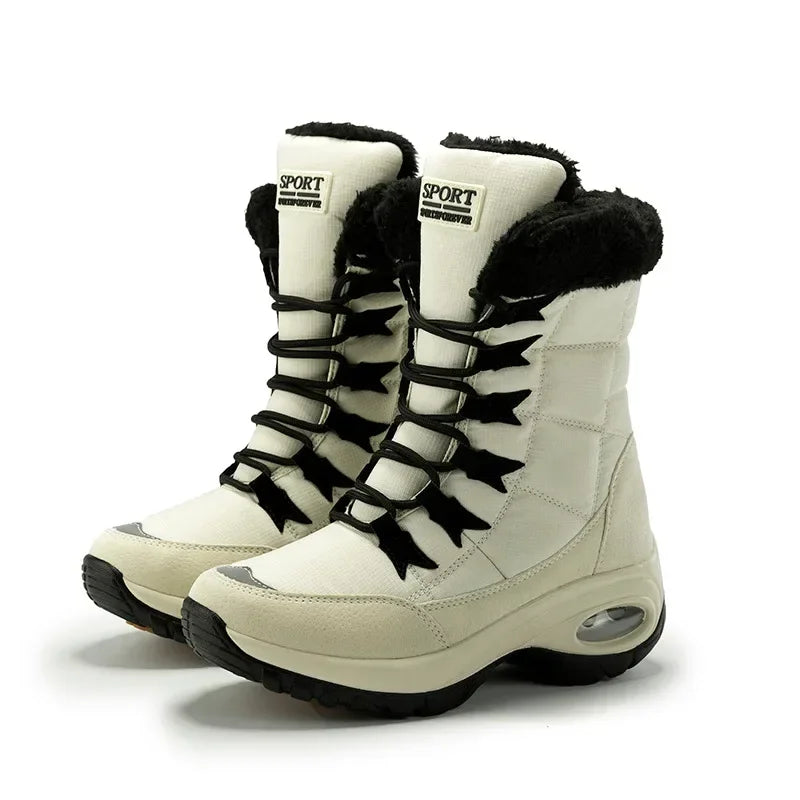 Women Boots High Quality Warm Snow Boots - 3 white black