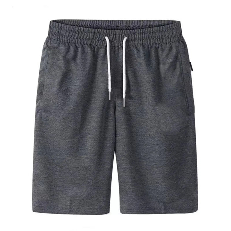 Men's lightweight drawstring beach shorts with zippered pockets – summer casual wear - gray