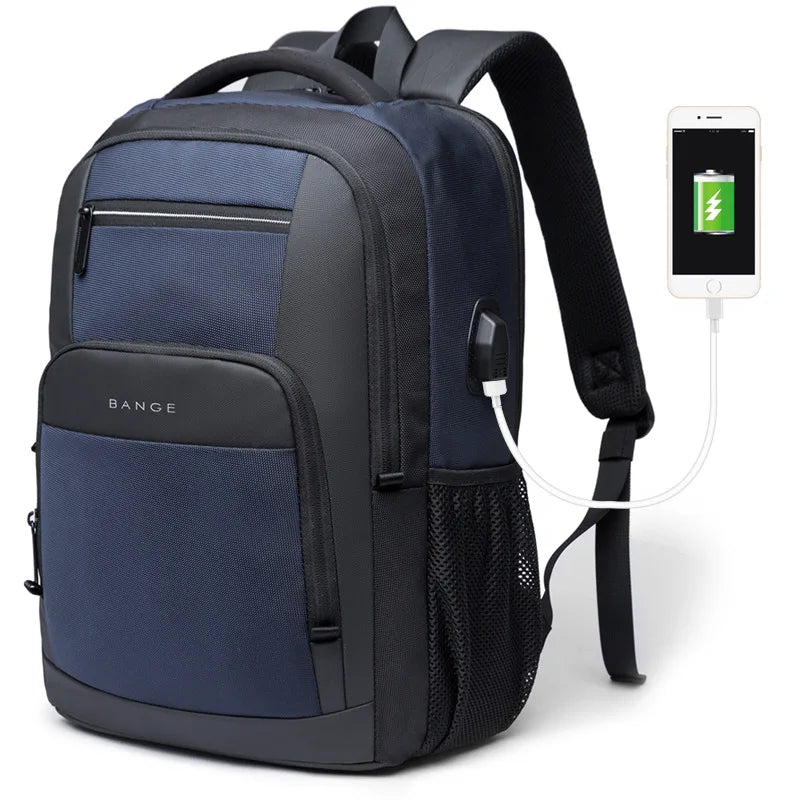 Bange men's tactical laptop backpack for school, travel, and business  -Blue