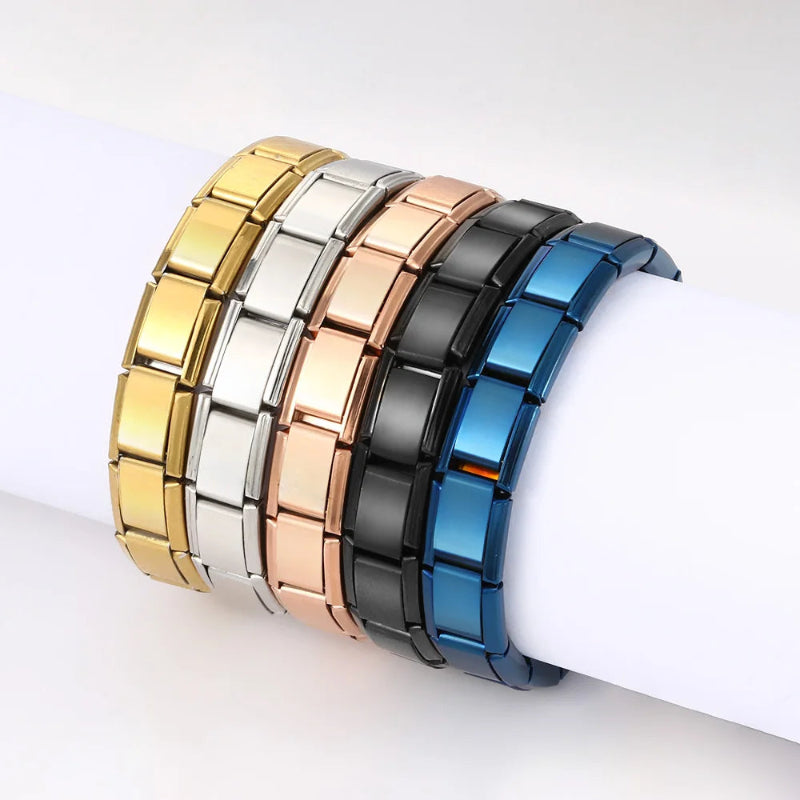 9mm stainless steel Italian charm bracelet with elastic DIY link chain-    blue black rose silver gold