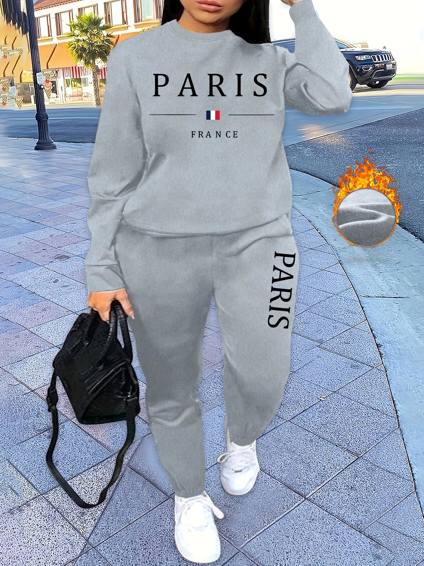 Women's Tracksuit Two Piece Set  -gray