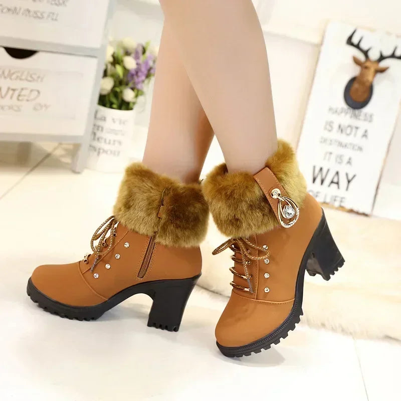 Suede Women Boots Winter Designer Beige-  5