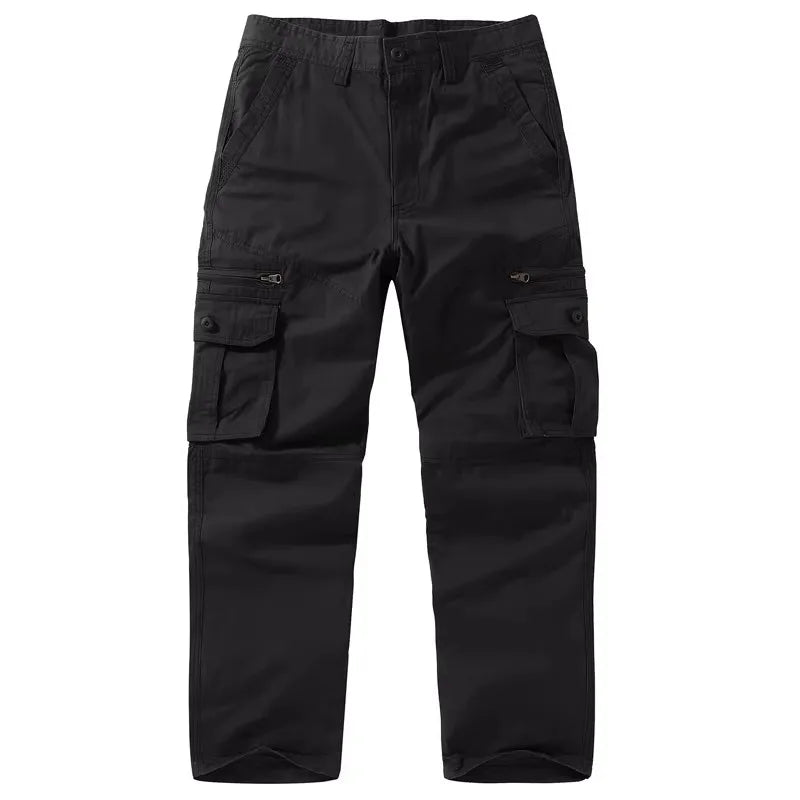 2026 Cotton Casual Pants Men Solid Color Straight Multi Pocket Cargo Pants Mens Fashion Breathable Safari Style Sports Trousers