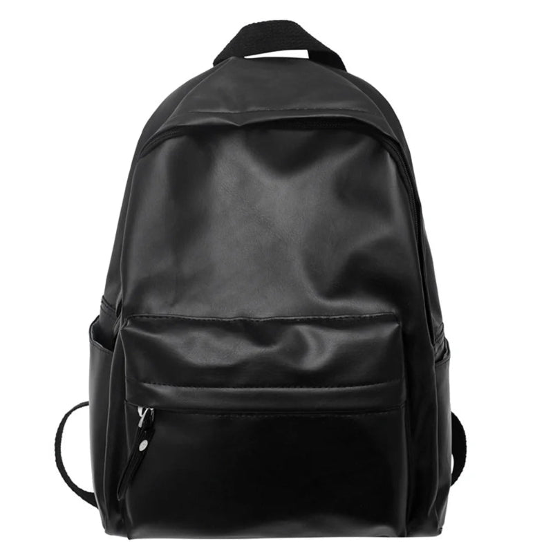 Embroidered Name Retro High School Student PU Bag   - black 03