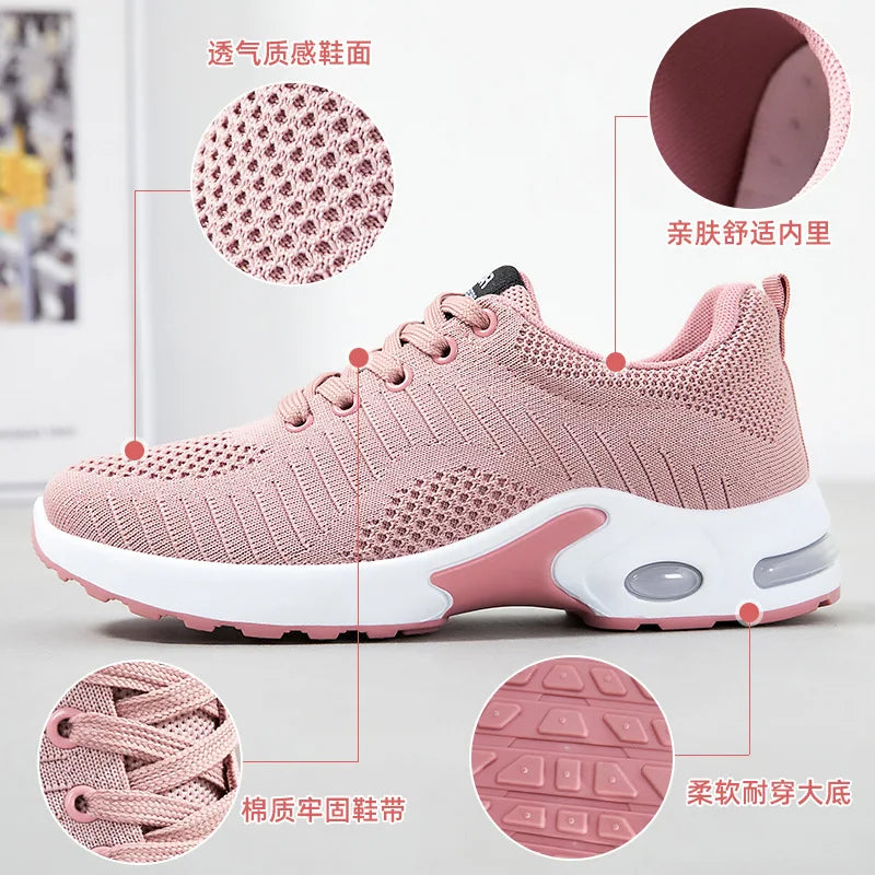 women's shoes large size running  -  pink01