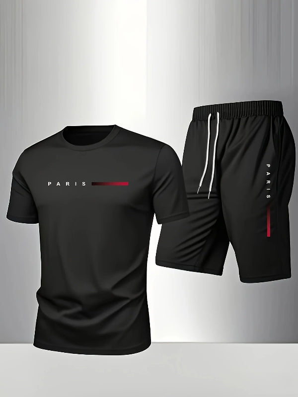 T-shirt and shorts two-piece set breathable summer athletic outfit relaxed fit short sleeve activewear 00.235+