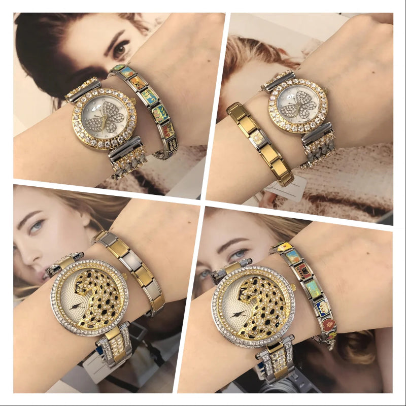 9mm stainless steel Italian charm bracelet with elastic DIY link chain-  020 