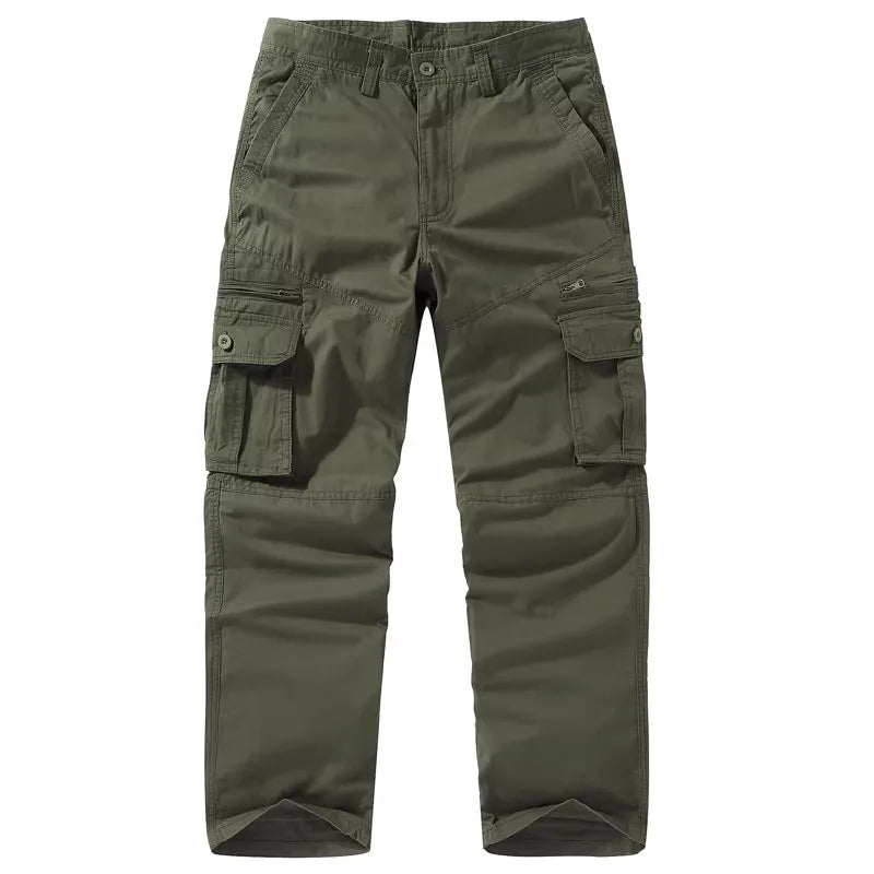 2026 Cotton Casual Pants Men Solid Color Straight Multi Pocket Cargo Pants Mens Fashion Breathable Safari Style Sports Trousers