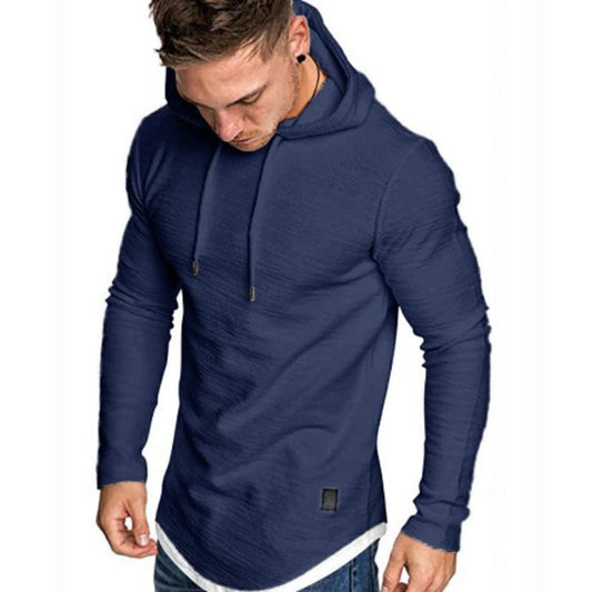 MRMT 2024 Men's Solid Color Hooded Pullover Sweatshirt Front View -  navy blue
