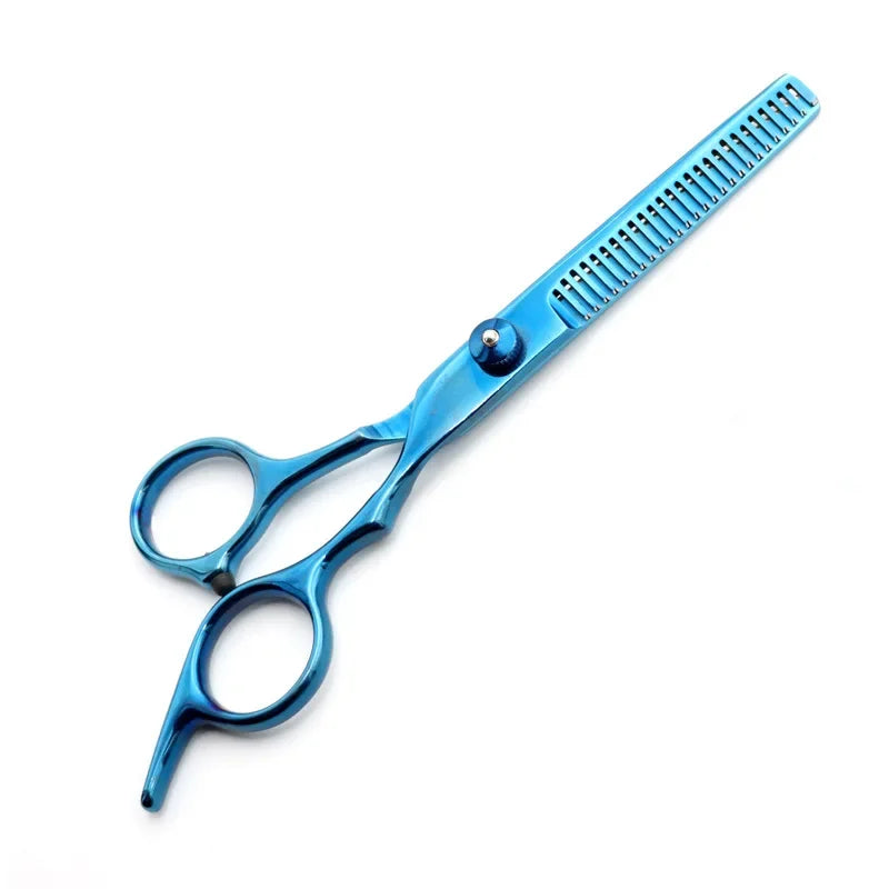 Professional Black and Golden Stainless Steel Hair Cutting Scissors and Thinning Shears - blue