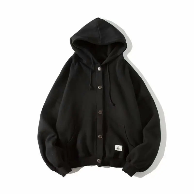  Men's Hoodies Kpop Style Streetwear  - Black