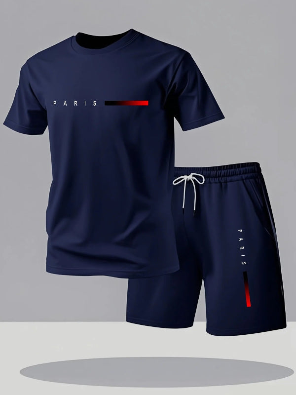 T-shirt and shorts two-piece set breathable summer athletic outfit relaxed fit short sleeve activewear 00231