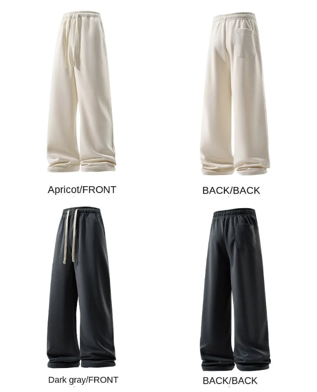 Four views of a pair of pants including front, back, and side views on a white background.
