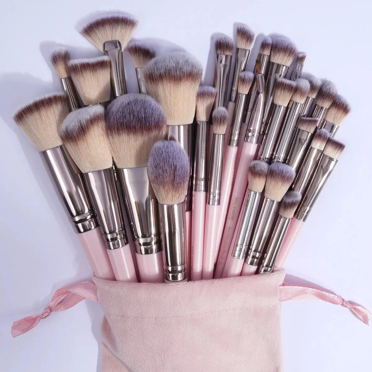 MAANGE 30pcs Professional Makeup Brush Set - pink bag