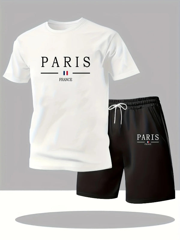 T-shirt and shorts two-piece set breathable summer athletic outfit relaxed fit short sleeve activewear 7589