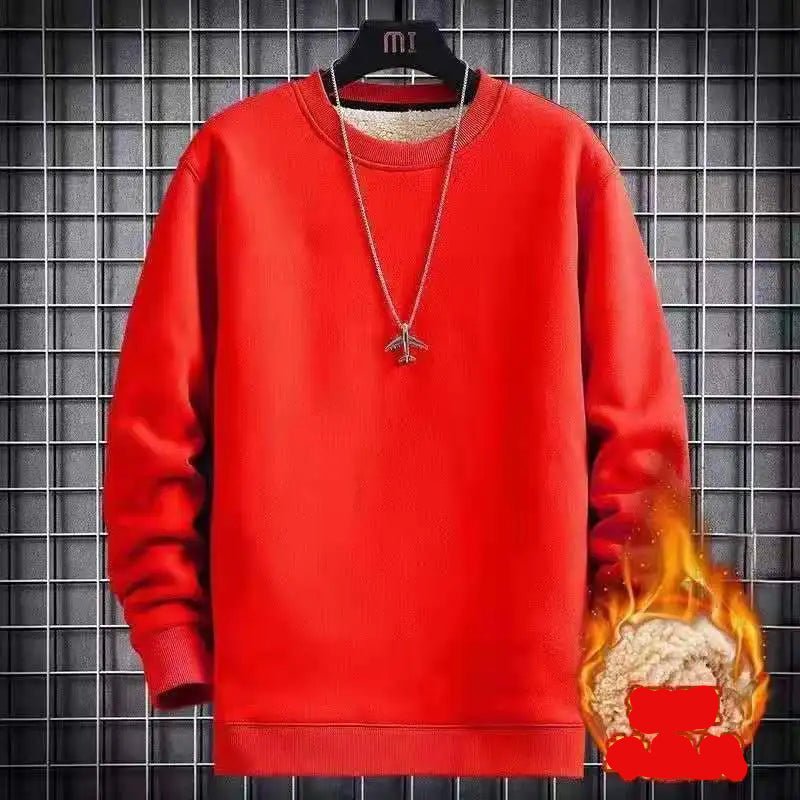 Men Winter Thicken Sweatshirt  -  red