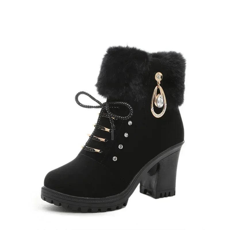 Suede Women Boots Winter Designer black-  8