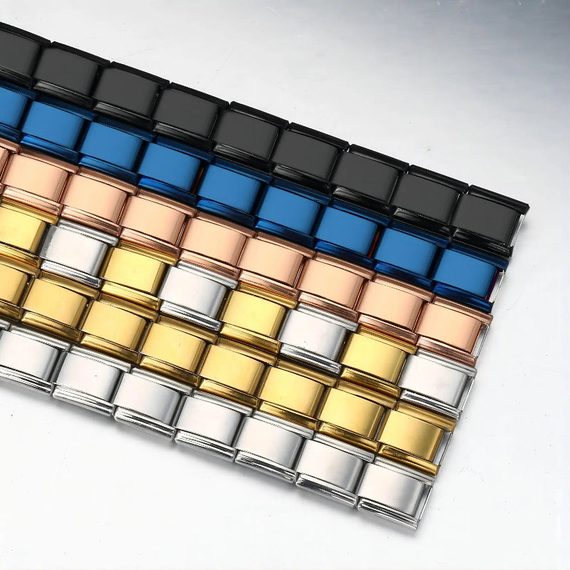 9mm stainless steel Italian charm bracelet with elastic DIY link chain -  all colors