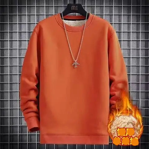 Men Winter Thicken Sweatshirt  -  orange