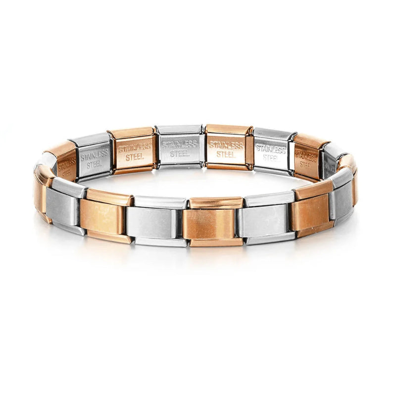 9mm stainless steel Italian charm bracelet with elastic DIY link chain-  two colors