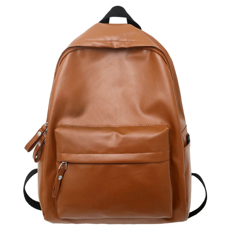 Embroidered Name Retro High School Student PU Bag   - brown