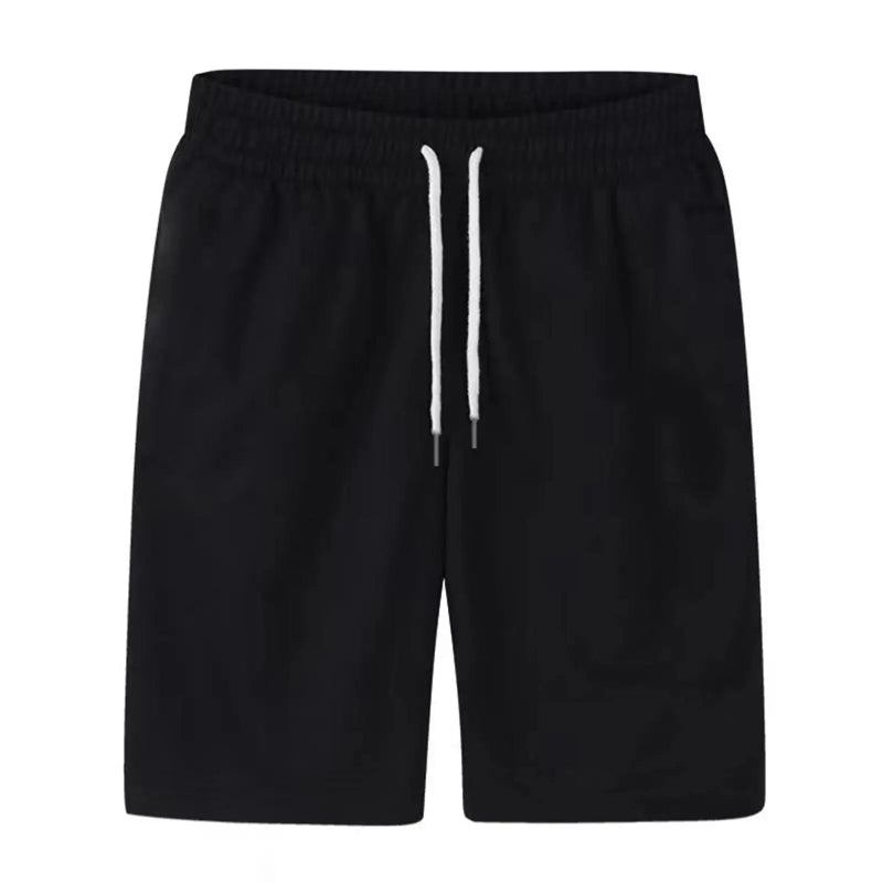 Men's lightweight drawstring beach shorts with zippered pockets – summer casual wear -black