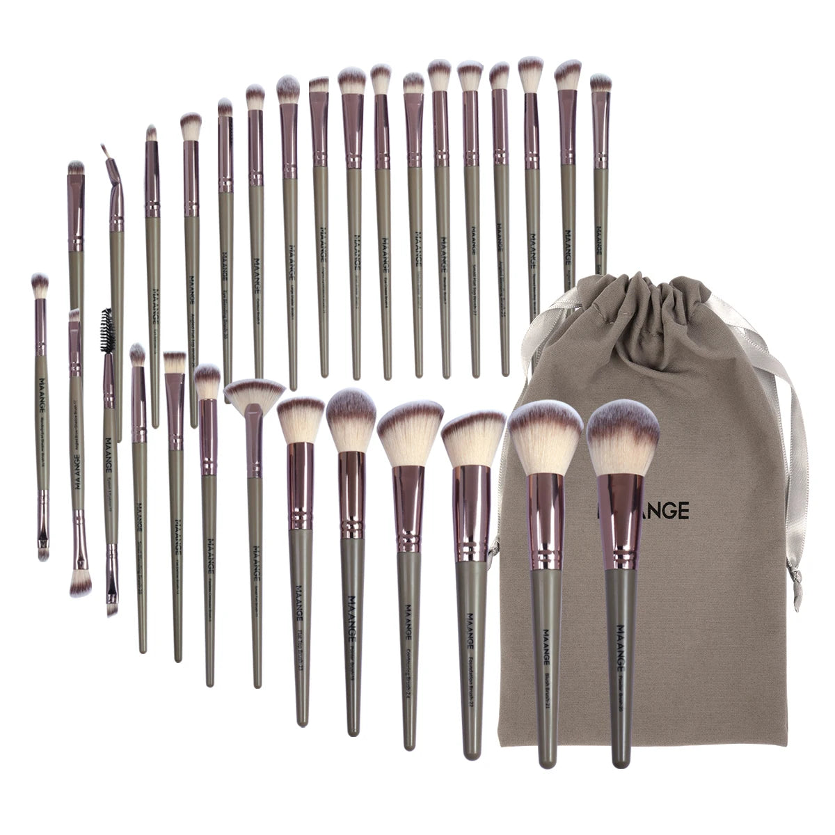MAANGE 30pcs Professional Makeup Brush Set - green bag