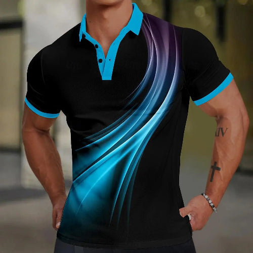 Men’s 3D Print Polo Shirt  - 1