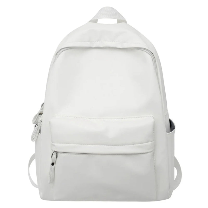 Embroidered Name Retro High School Student PU Bag   - white1