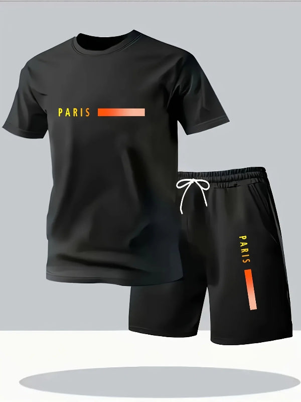 T-shirt and shorts two-piece set breathable summer athletic outfit relaxed fit short sleeve activewear 3332